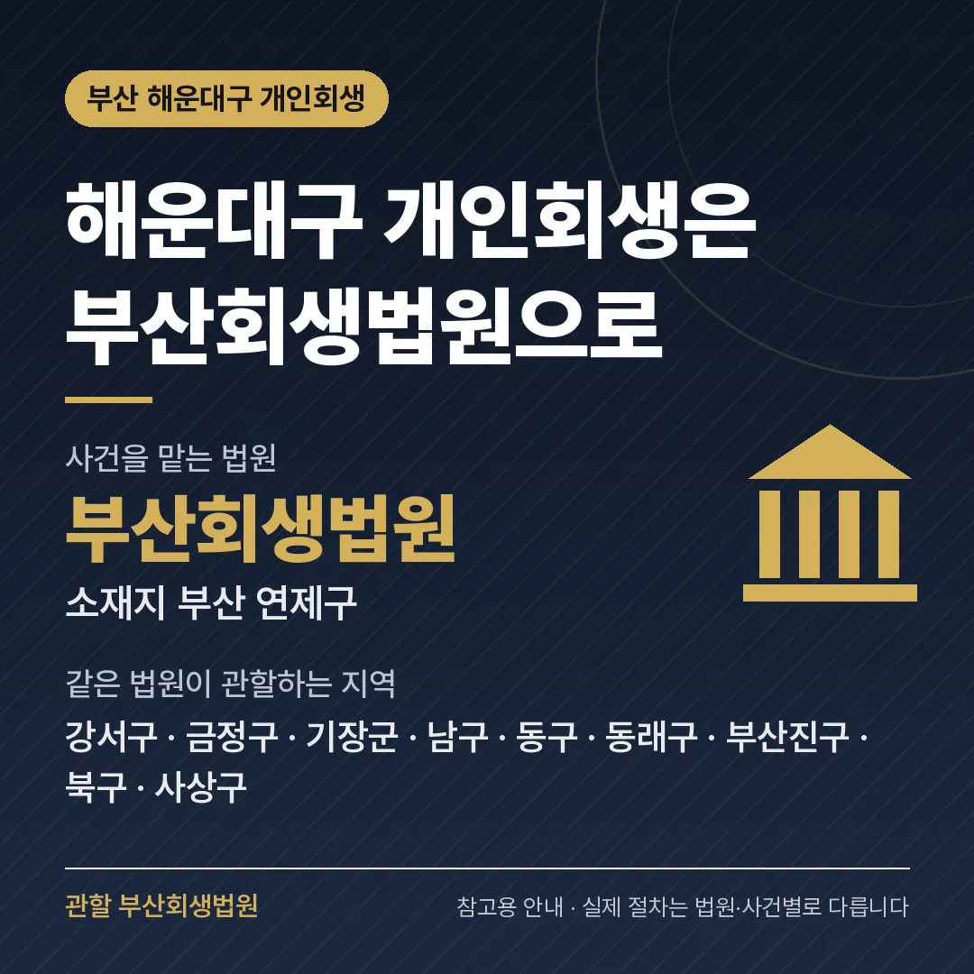 부산 해운대구 개인회생 관할 법원 — 부산회생법원