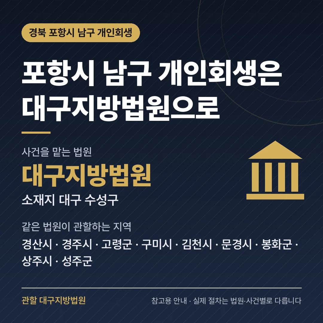 경북 포항시 남구 개인회생 관할 법원 — 대구지방법원