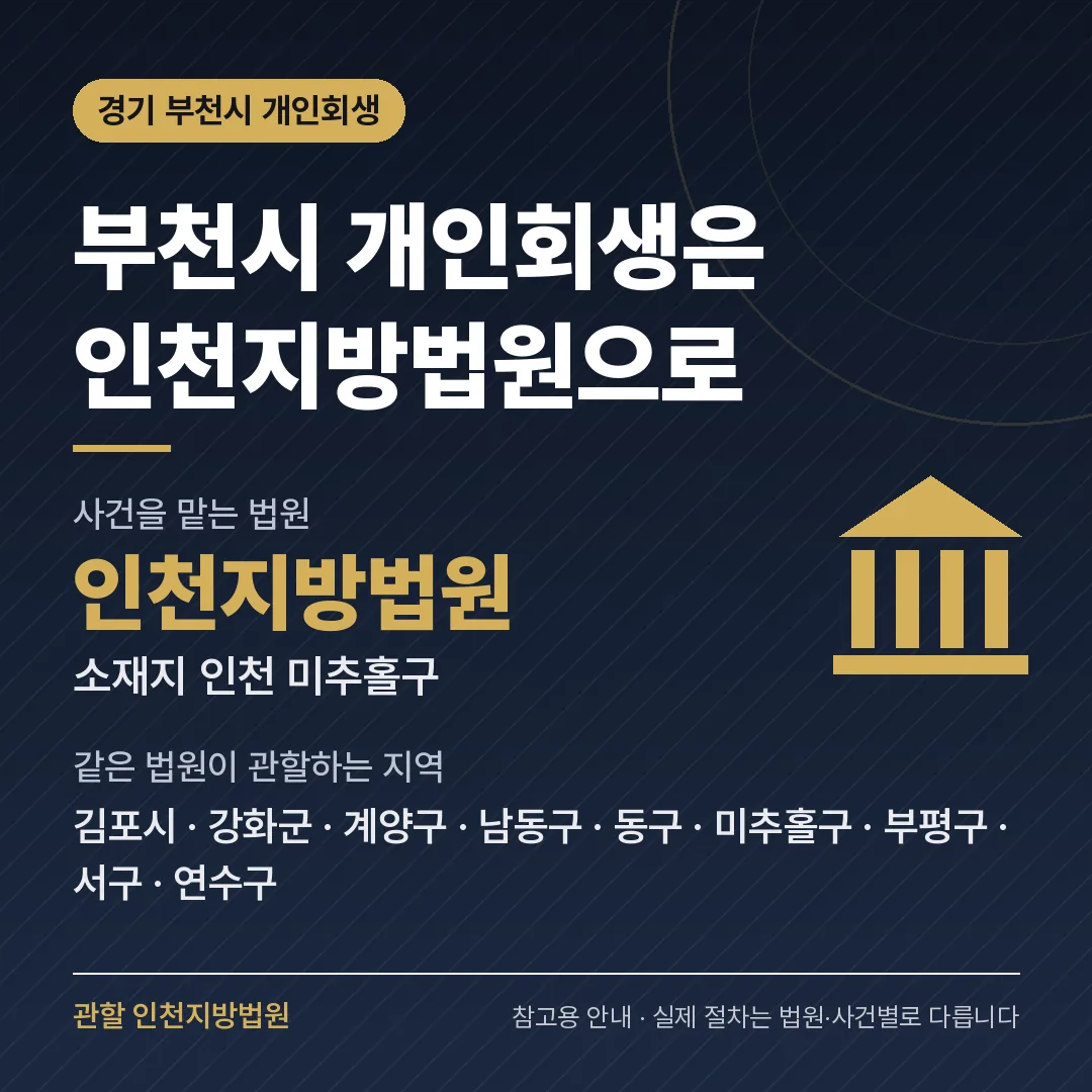 경기 부천시 개인회생 관할 법원 — 인천지방법원 경기 부천시 개인회생 관할 법원 — 인천지방법원
