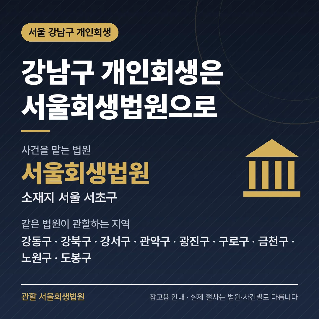 서울 강남구 개인회생 관할 법원 — 서울회생법원 서울 강남구 개인회생 관할 법원 — 서울회생법원